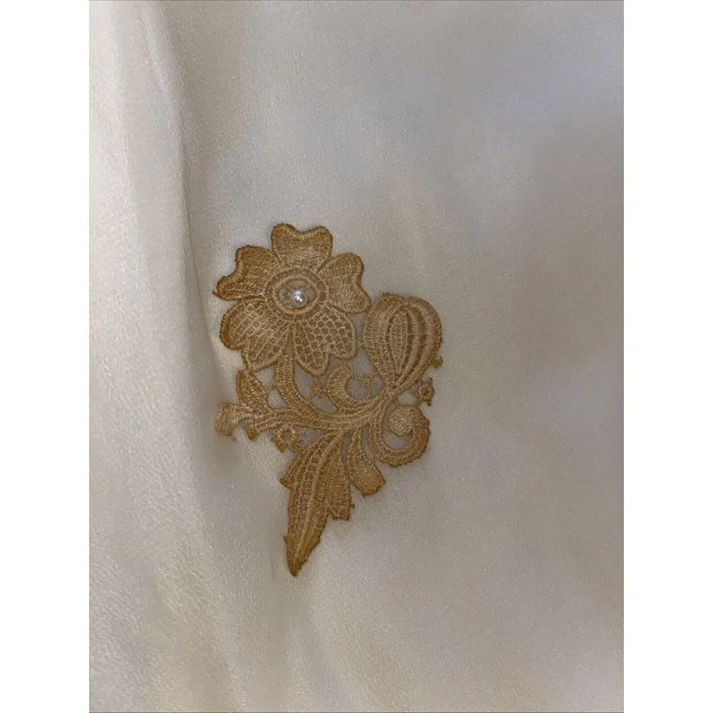 Handmade Vintage Dress Girls‎ 10 Yellowing Cottage Core Lace Wedding Pearls